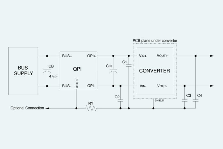 EMI filter (labeled QPI) is often employed at the input of a DC-DC converter, with its cutoff frequency determined by the switching frequency of the converter image