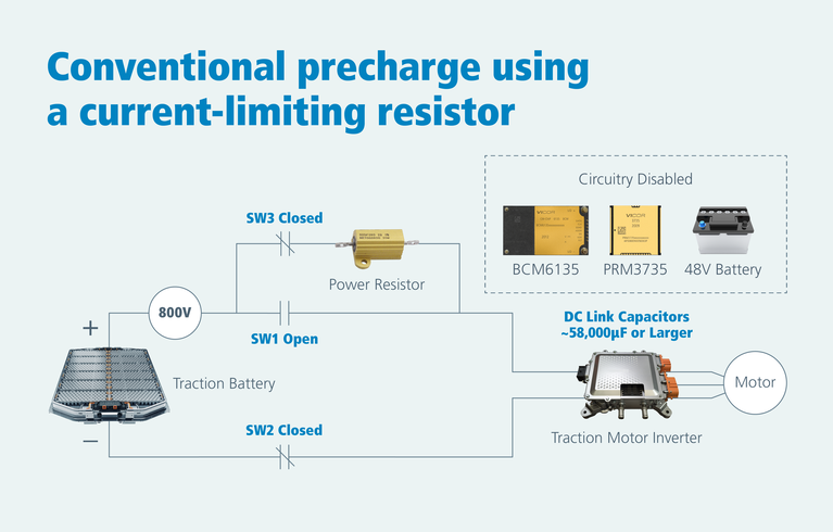 Pre-charge using current-limiting resistor image