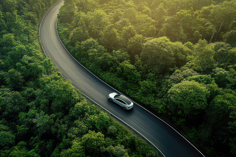EV on road image